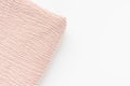 New folded puckered texture pink fabric on white background Royalty Free Stock Photo
