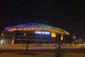 The New Netanya football stadium illuminated at night Israel