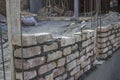 New foundation brick wall, building and construction concept Royalty Free Stock Photo