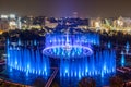 New fountain of Bucharest capital at night Royalty Free Stock Photo