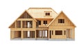 New framing construction of house on white background Royalty Free Stock Photo