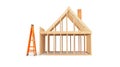 New framing construction of house on white background Royalty Free Stock Photo