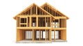 New framing construction of house on white background Royalty Free Stock Photo