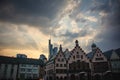 Typical Buildings by Sunset in Frankfurt Old Town - Germany Royalty Free Stock Photo