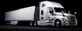 New Freightliner Truck in Parking Lot. Generative Ai