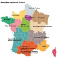 New French regions. Nouvelles regions de France. Royalty Free Stock Photo