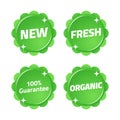 New fresh organic guarantee green product item badge set