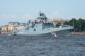 New frigate `Admiral Makarov` takes part in the military parade in honor of Navy Day Royalty Free Stock Photo