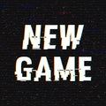 New Game glitch text. Anaglyph 3D effect. Technological retro background. Vector illustration. Creative web template