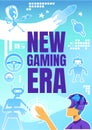 New gaming era poster flat vector template Royalty Free Stock Photo