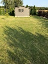 New garden house or shed in green lawn or grass Royalty Free Stock Photo