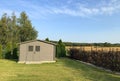 New garden house or shed in green lawn or grass Royalty Free Stock Photo