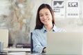 New generation asian business woman using laptop at office Royalty Free Stock Photo