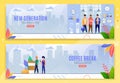 New Generation and Coffee Break Flat Banner Set Royalty Free Stock Photo