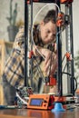 New generation of 3D Printing Machine printing a piece of plastic. For use in small spaces, Office or Private use