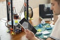 New generation of 3D Printing Machine printing a piece of plastic. For use in small spaces, Office or Private use