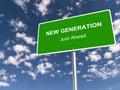 New generation traffic sign on blue sky Royalty Free Stock Photo