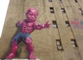 New giant pink Temper Tot mural by Ron English in Little Italy in Manhattan.