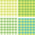 Collection set of four gingham Vichy plaid seamless pattern
