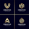 New gold logo collection, letter, construction, business, finance, gold, luxury Premium Vector