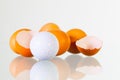 New golf season - eggs and golf ball Royalty Free Stock Photo