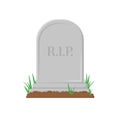 New gravestone with germinated grass in flat