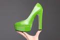 New green high heeled shoe