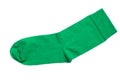 New green sock isolated on white, top view