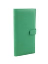 New green wallet of cattle leather isolated Royalty Free Stock Photo