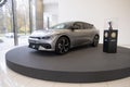 new grey electric crossover Kia EV6 GT in showroom, South Korean automobile company, latest technologies in automotive industry,