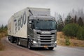 New Grey Next Generation Scania R500 Truck on Test Drive Royalty Free Stock Photo