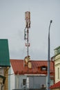 New GSM antennas on the roof of a residential building in the city for transmitting a 5g signal are a danger to human health.