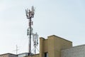 New GSM antennas on the roof of a residential building in the city for transmitting a 5g signal are a danger to human health.