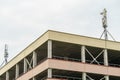 New GSM antennas on the roof of a residential building in the city for transmitting a 5g signal are a danger to human health.