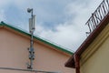 New GSM antennas on the roof of a residential building in the city for transmitting a 5g signal are a danger to human health.