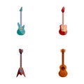 New guitar icons set cartoon vector. Classical and electric guitar