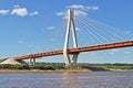 New guyed bridge in Murom, Russia Royalty Free Stock Photo