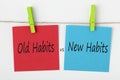 New Habits vs Old Habits Concept Words