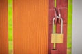 New half wooden-steel entrance gate was locked with the stainless locker.