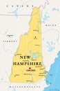 New Hampshire, NH, political map, The Granite State Royalty Free Stock Photo
