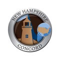 New hampshire state with lighthouse badge. Vector illustration decorative design