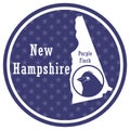 new hampshire state map with purple finch. Vector illustration decorative design