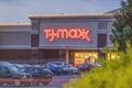 NEW HARTFORD, NEW YORK - AUG 16, 2019: TJ Maxx store and parking. TJ Maxx is an American department store chain, selling at prices