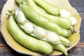 New harvest of healthy vegetables, green fresh raw big broad beans close up Royalty Free Stock Photo