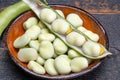 New harvest of healthy vegetables, green fresh raw big broad beans close up Royalty Free Stock Photo