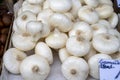 New harvest of white sweet italian cipolla onions vegetables on food market Royalty Free Stock Photo