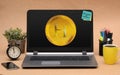 New Hashgraph Coin Design on Laptop screen Royalty Free Stock Photo