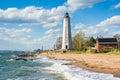 The New Haven Lighthouse, at Lighthouse Point Park in New Haven, Connecticut Royalty Free Stock Photo