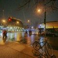 New Haven, snowy night