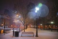 New Haven, snowy night